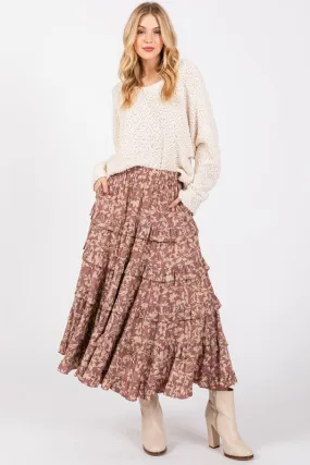 80535 Printed Ruffle Skirt in Mauve