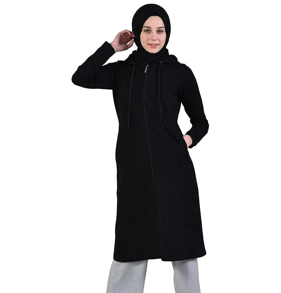 Abaci Long Modest Hooded Tunic 8335 Black