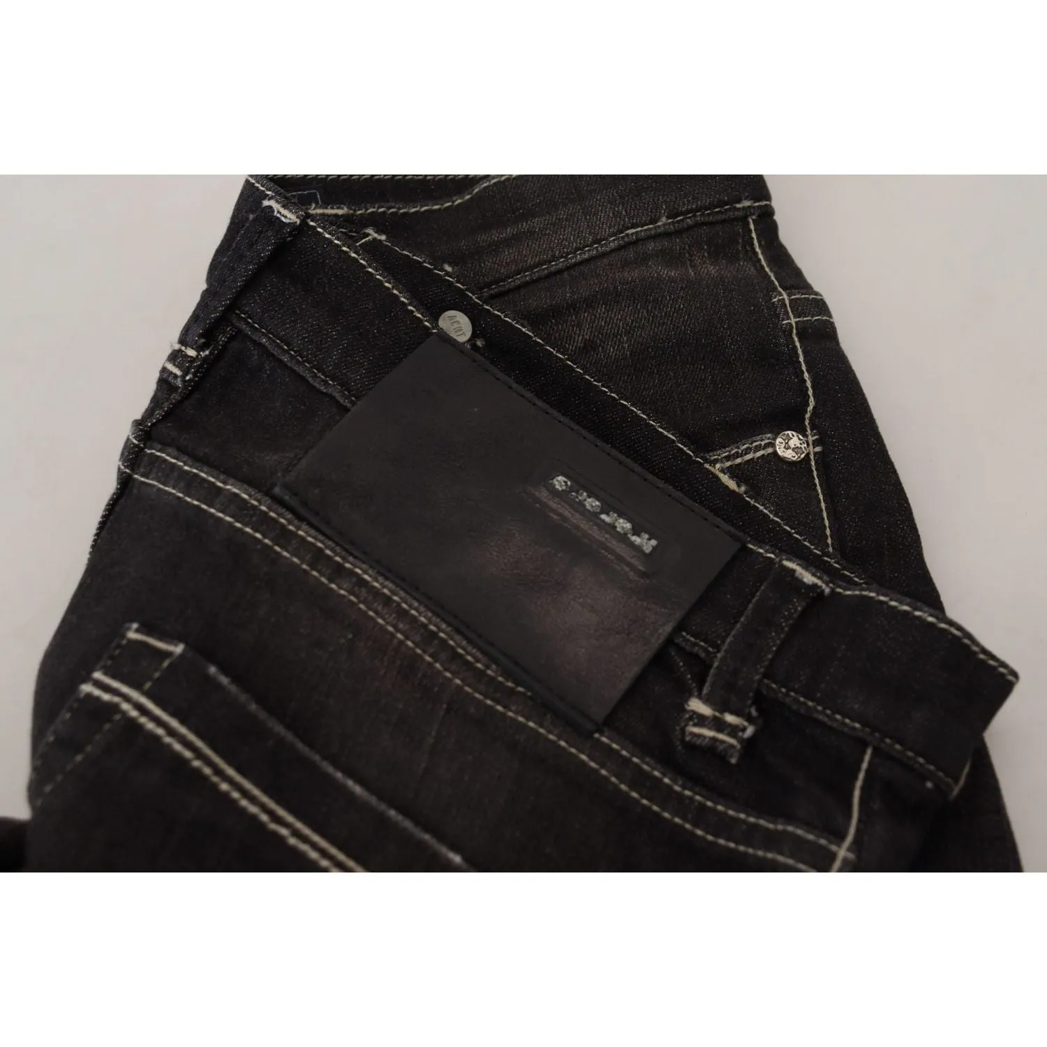 Acht Elegant Tapered Mid Waist Black Jeans