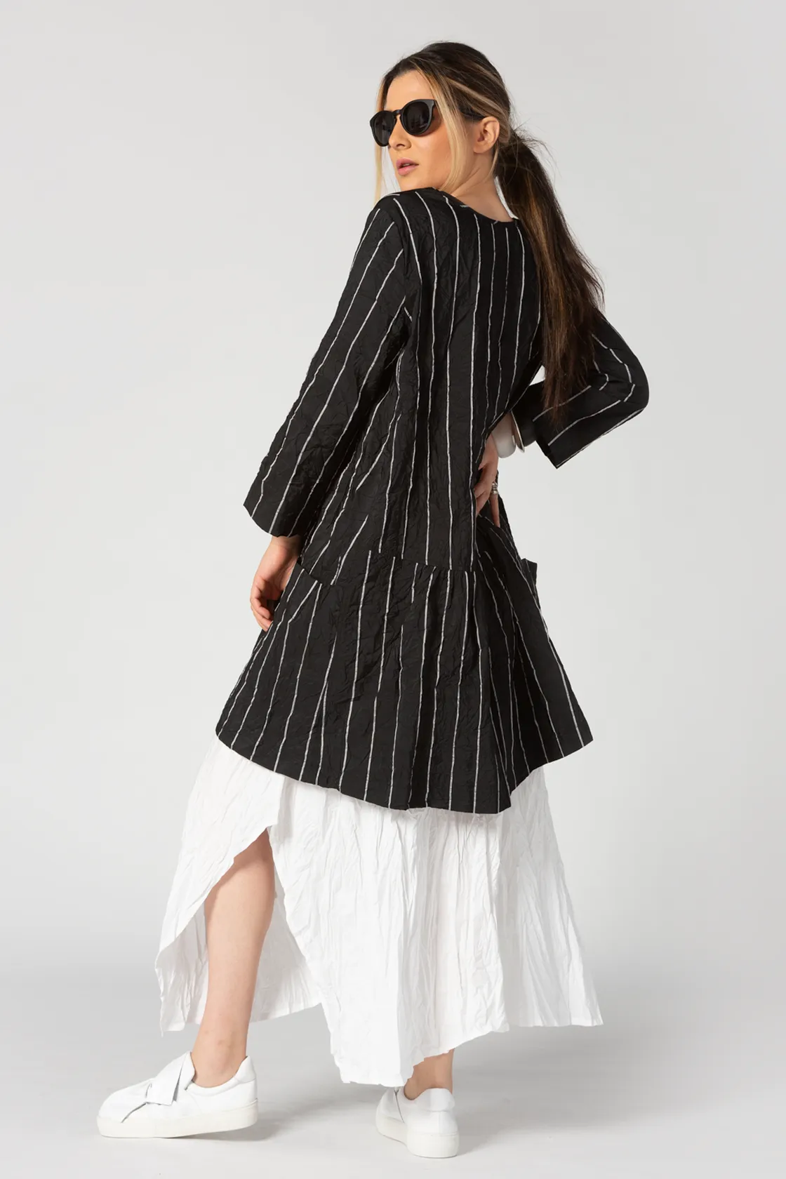 ALEMBIKA Pinstripe Tunic in Black