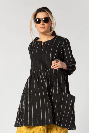 ALEMBIKA Pinstripe Tunic in Black