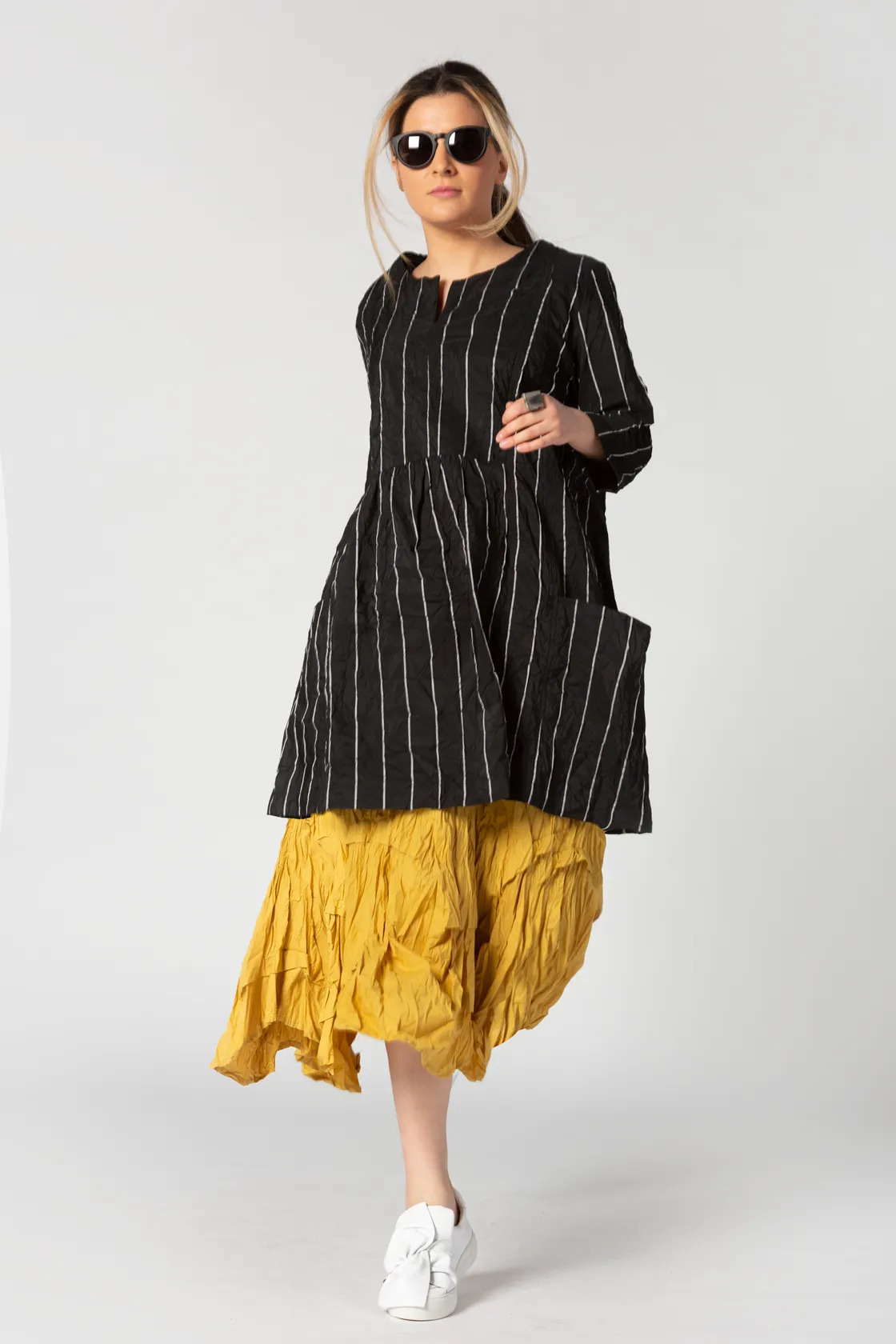 ALEMBIKA Pinstripe Tunic in Black