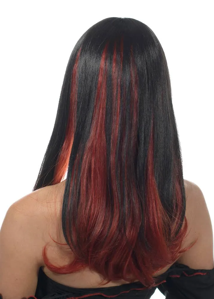 Alluring Lillyana Deluxe Red and Black Halloween Wig