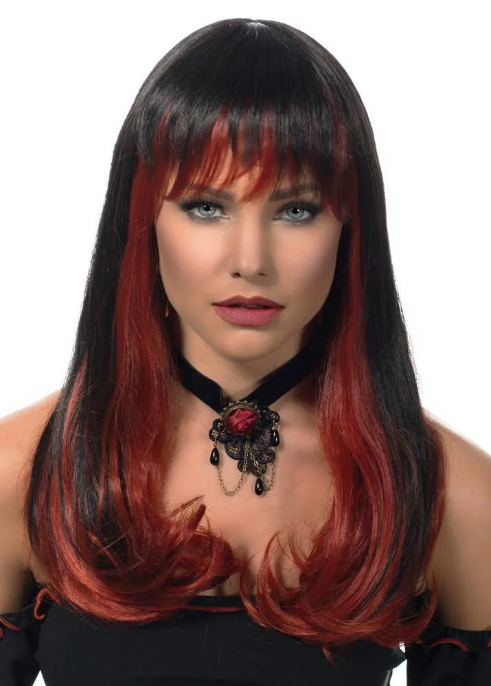 Alluring Lillyana Deluxe Red and Black Halloween Wig