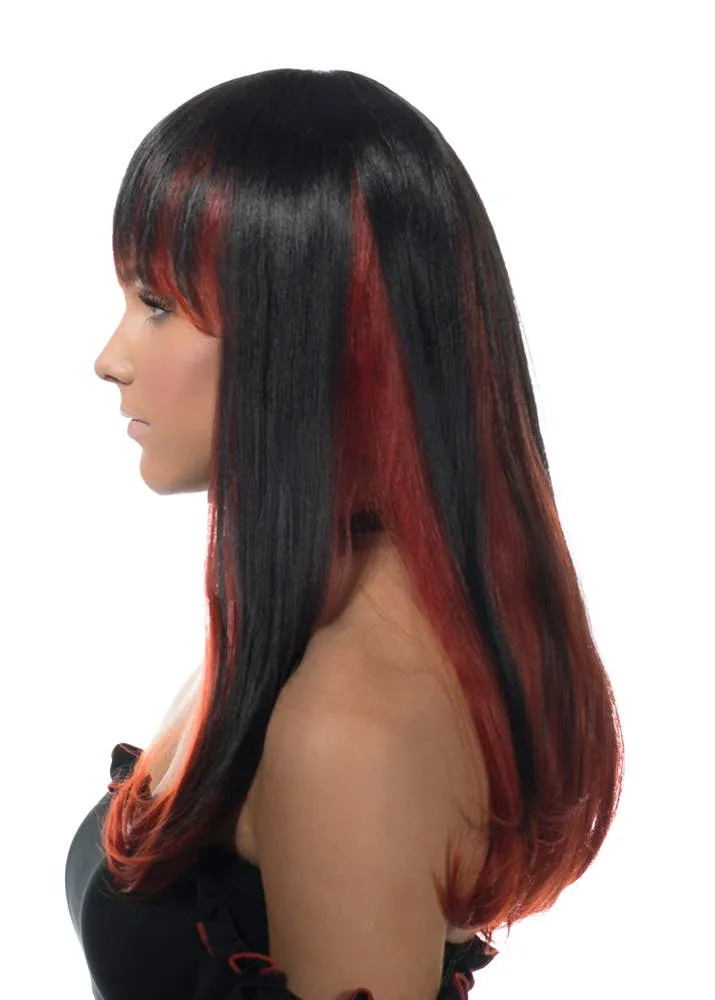 Alluring Lillyana Deluxe Red and Black Halloween Wig