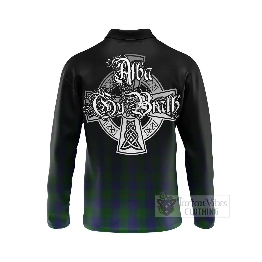 Barclay Tartan Long Sleeve Polo Shirt Featuring Alba Gu Brath Family Crest Celtic Inspired