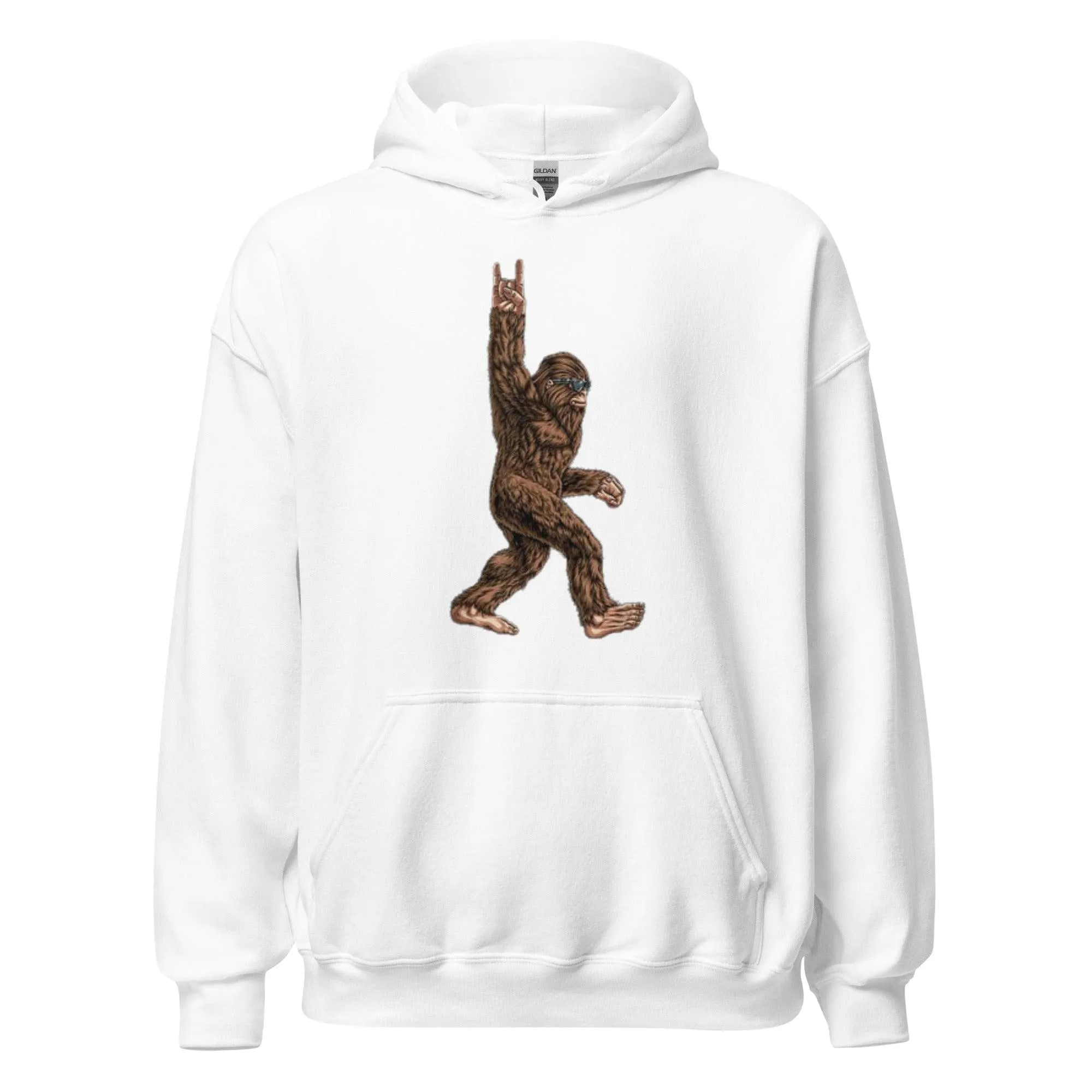 Big Foot Hoodie Sasquash Rock On Blended Ultra Soft Cotton Midweight Unisex Pullover