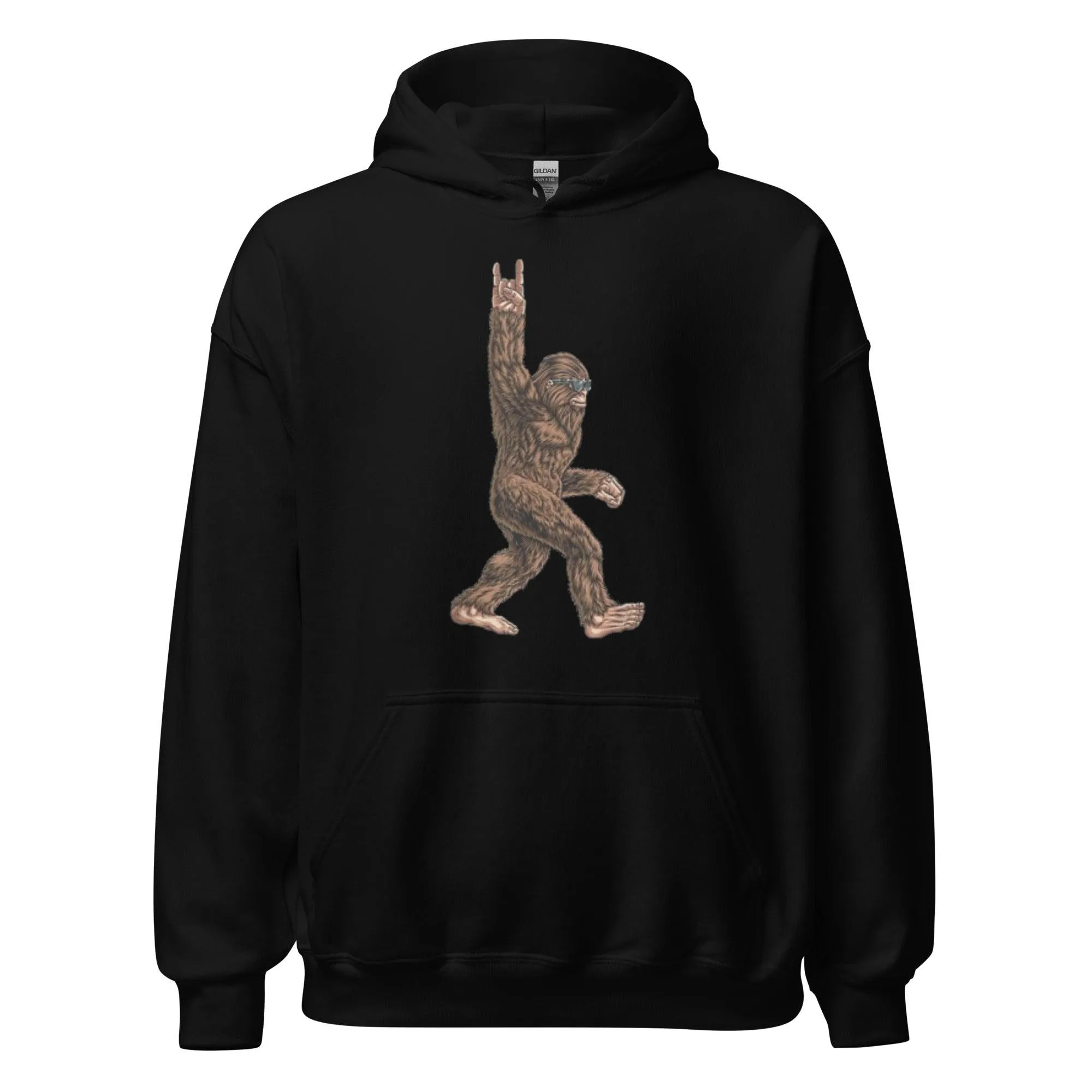 Big Foot Hoodie Sasquash Rock On Blended Ultra Soft Cotton Midweight Unisex Pullover