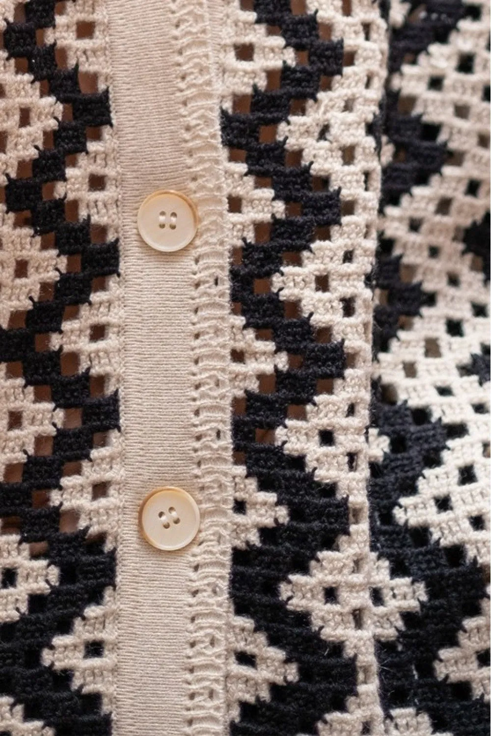 Black & Cream Crochet Sweater