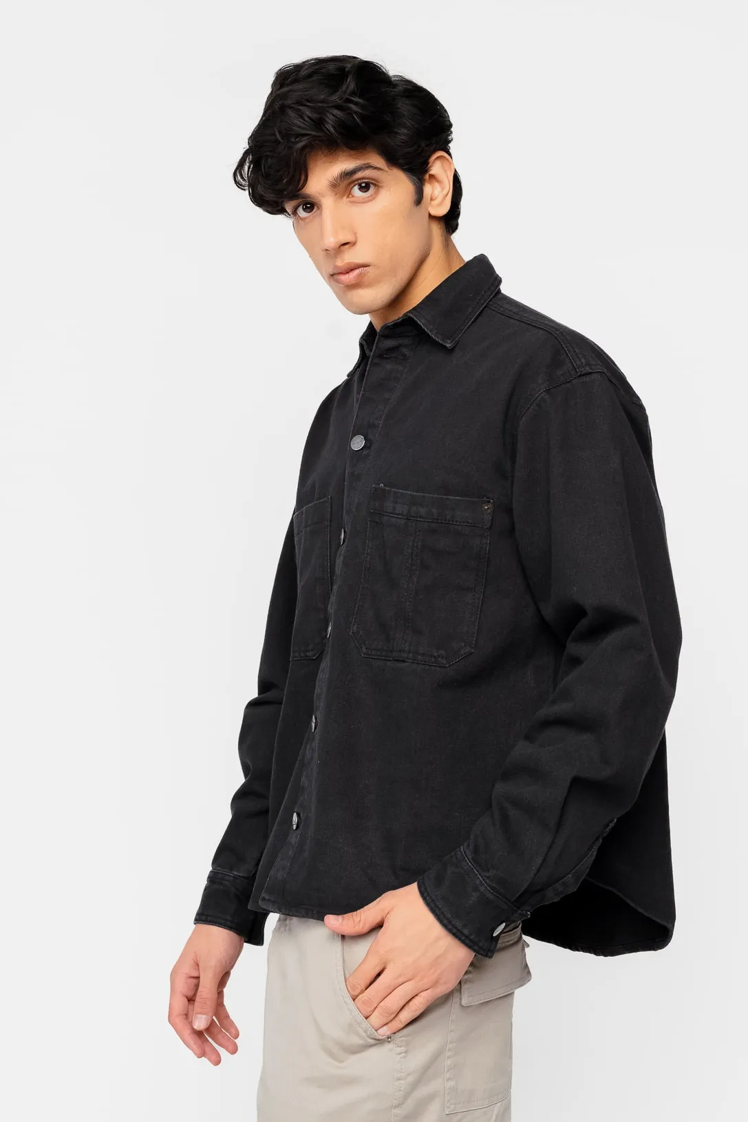 Black Men's Denim Shacket