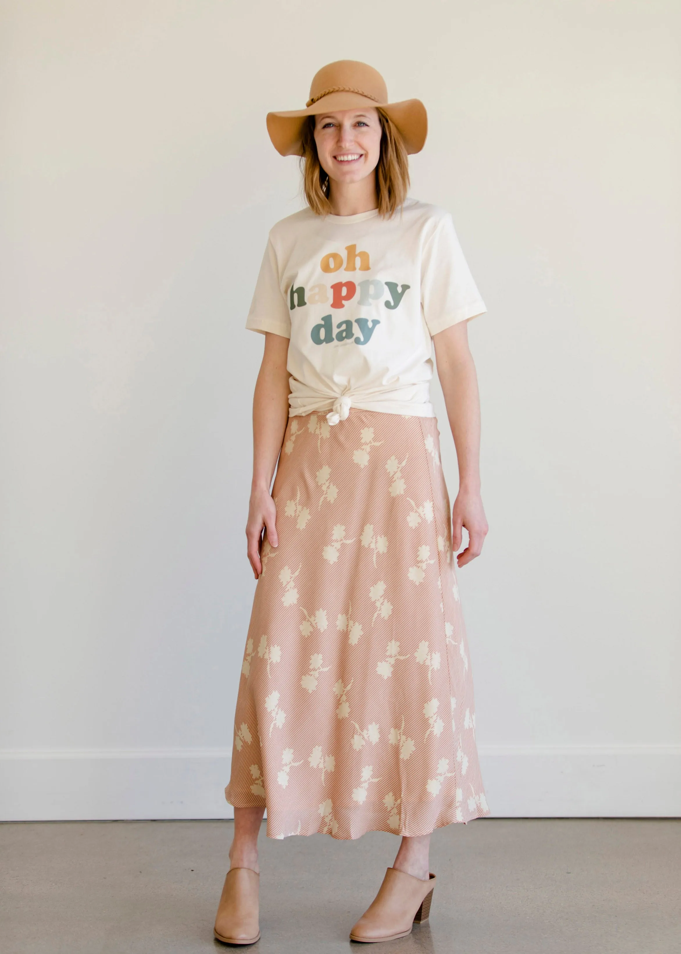 Blush Striped Floral Midi Skirt - FINAL SALE