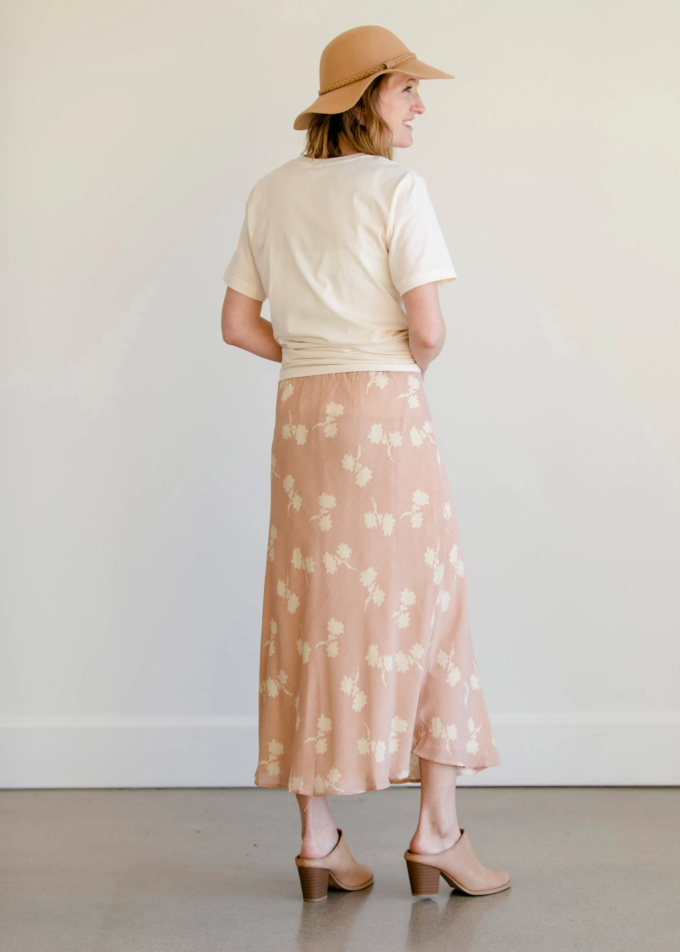 Blush Striped Floral Midi Skirt - FINAL SALE