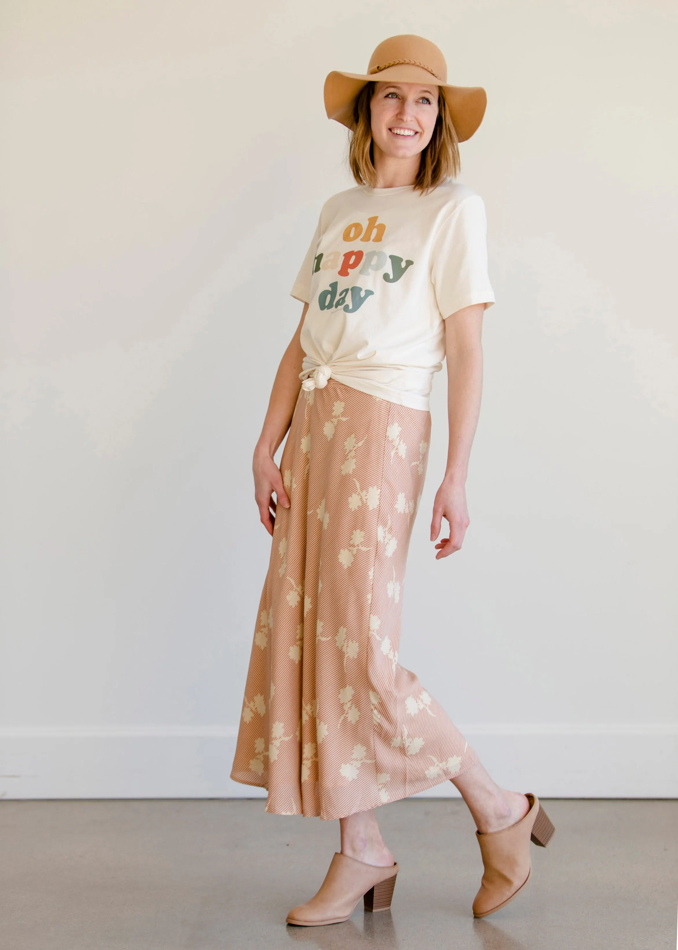 Blush Striped Floral Midi Skirt - FINAL SALE