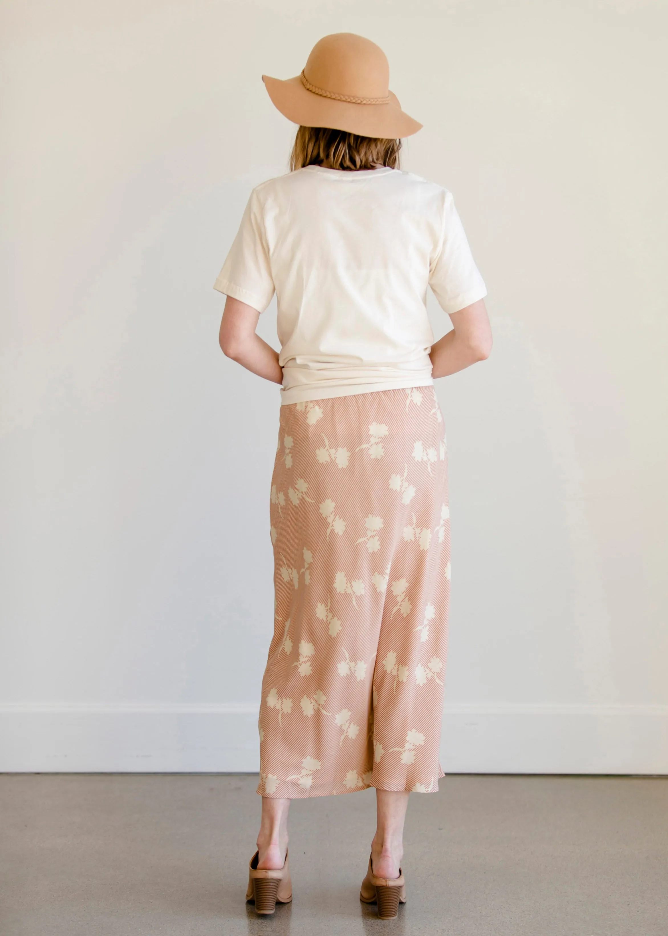 Blush Striped Floral Midi Skirt - FINAL SALE