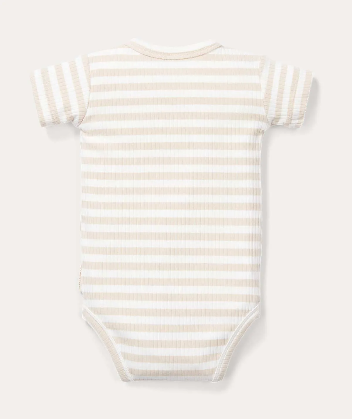 Bodysuit Short Sleeves Stripe - Sand/White