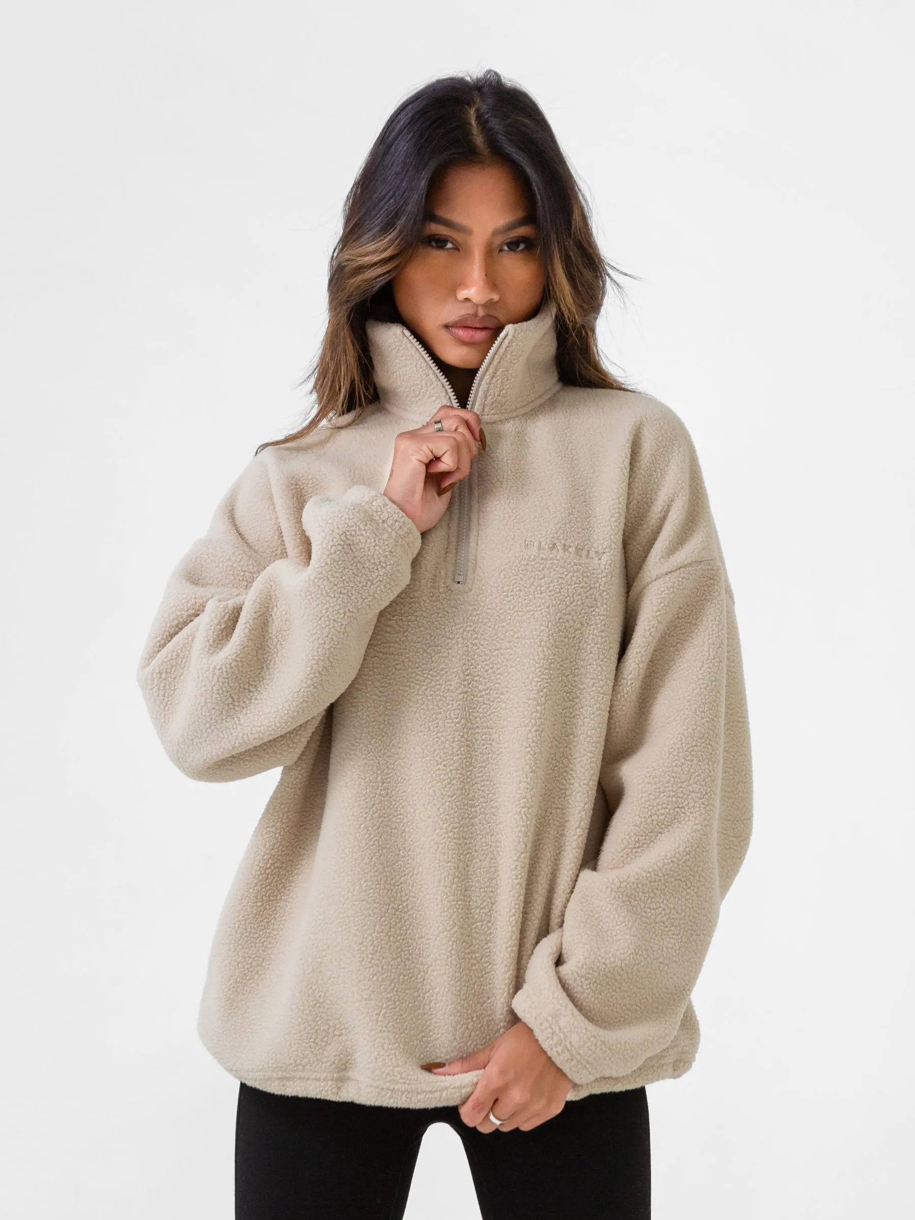 Borg 1/4 Zip Sweater - Sand