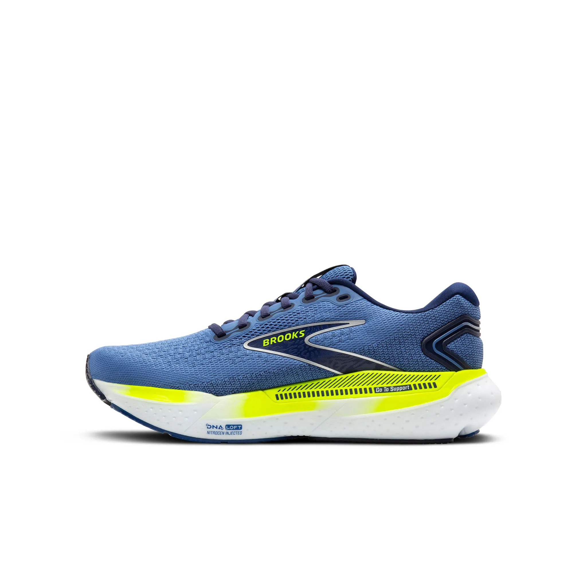 Brooks | Men's Glycerin GTS 21 Running Shoes - Blue/Peacoat/Lemon