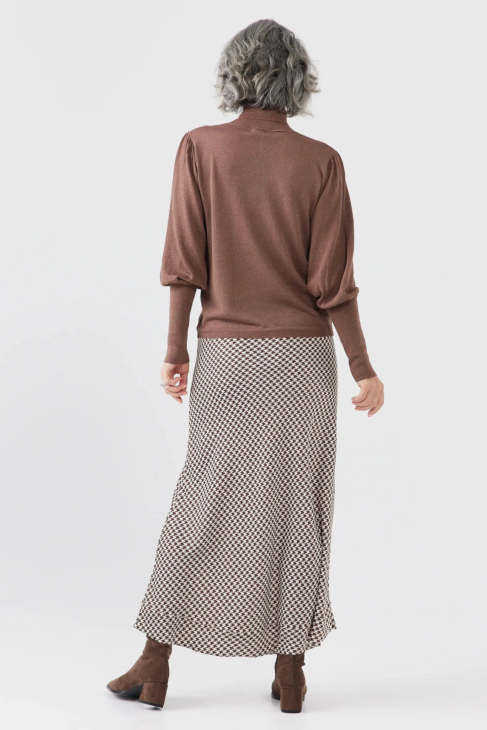 Carrington Skirt in Chocolate Houndstooth