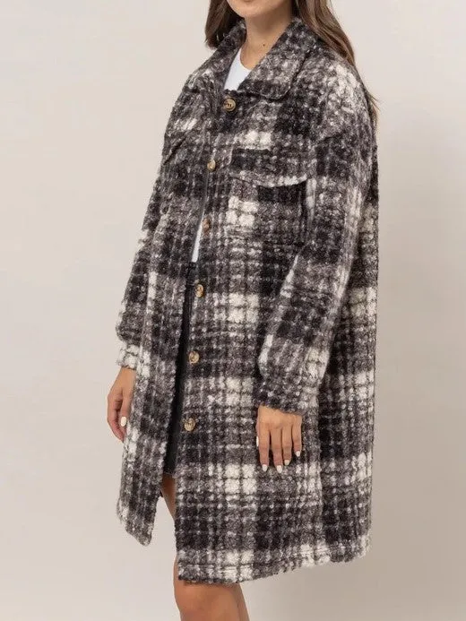 Charlotte  Longline Plaid Shacket Jacket