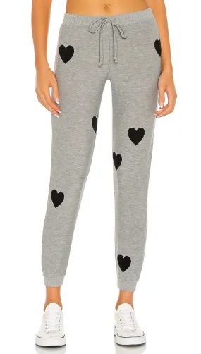 Chaser Flocked Hearts Cozy Knit Cuffed Jogger