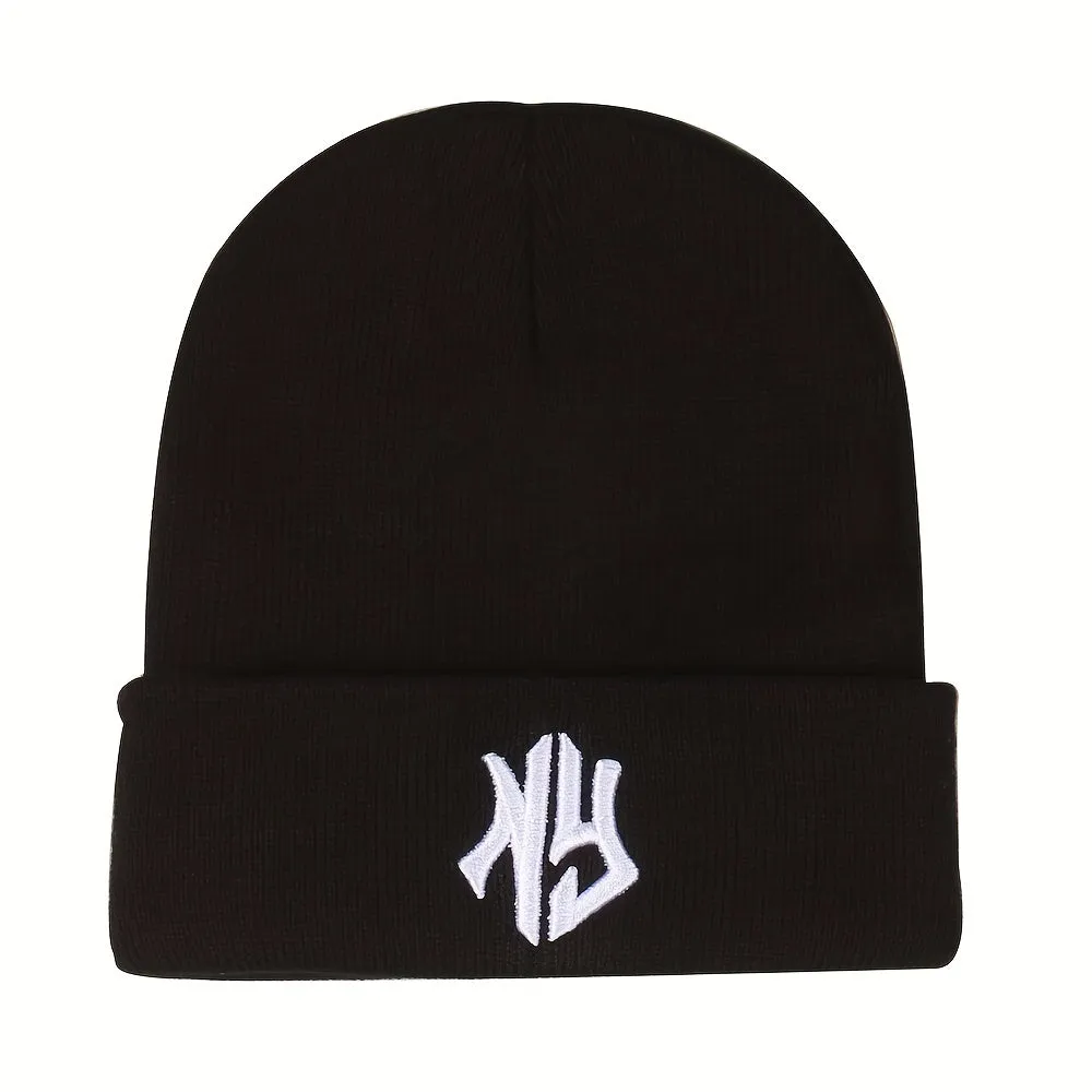 Chic Black  White Couple Beanies with Embroidered Letters