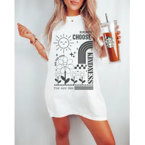 Choose Kindness Comfort Colors® T-Shirt, T-Shirt Dress, Reto Graphic Design Tee, Oversized print, BOHO, Summer T-Shirt, Gift for Mom