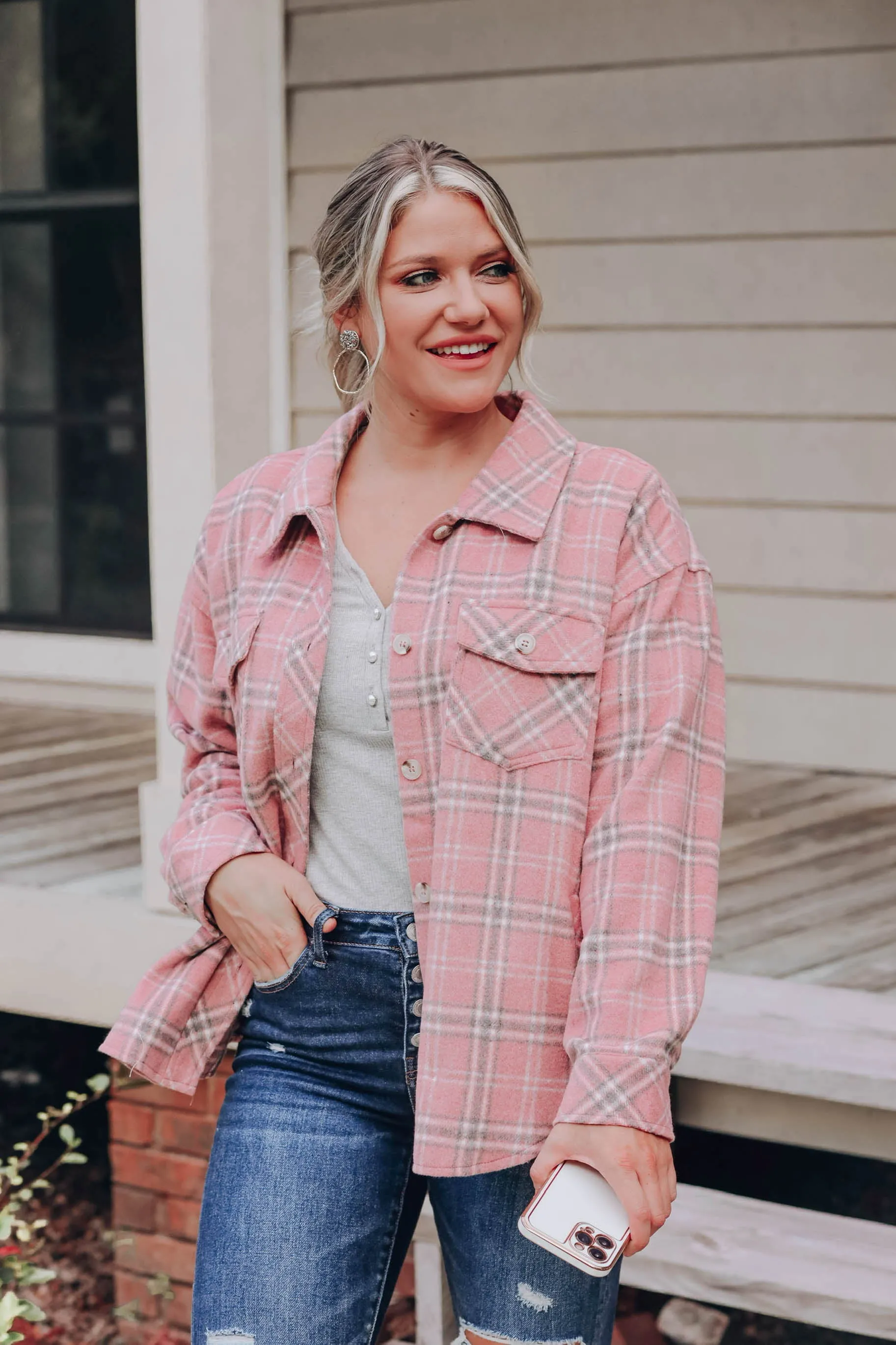 Color Me Pink Plaid Shacket