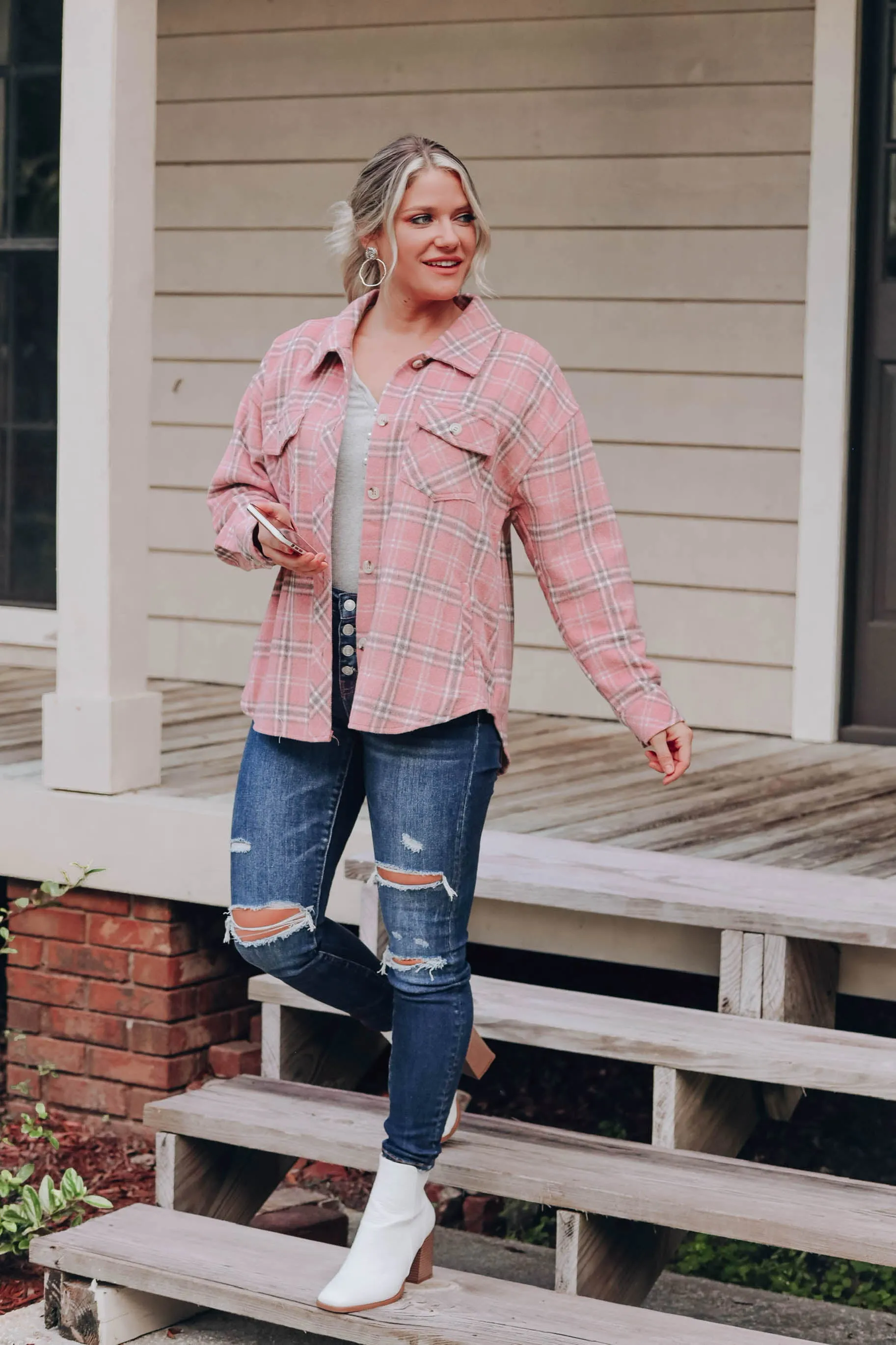 Color Me Pink Plaid Shacket