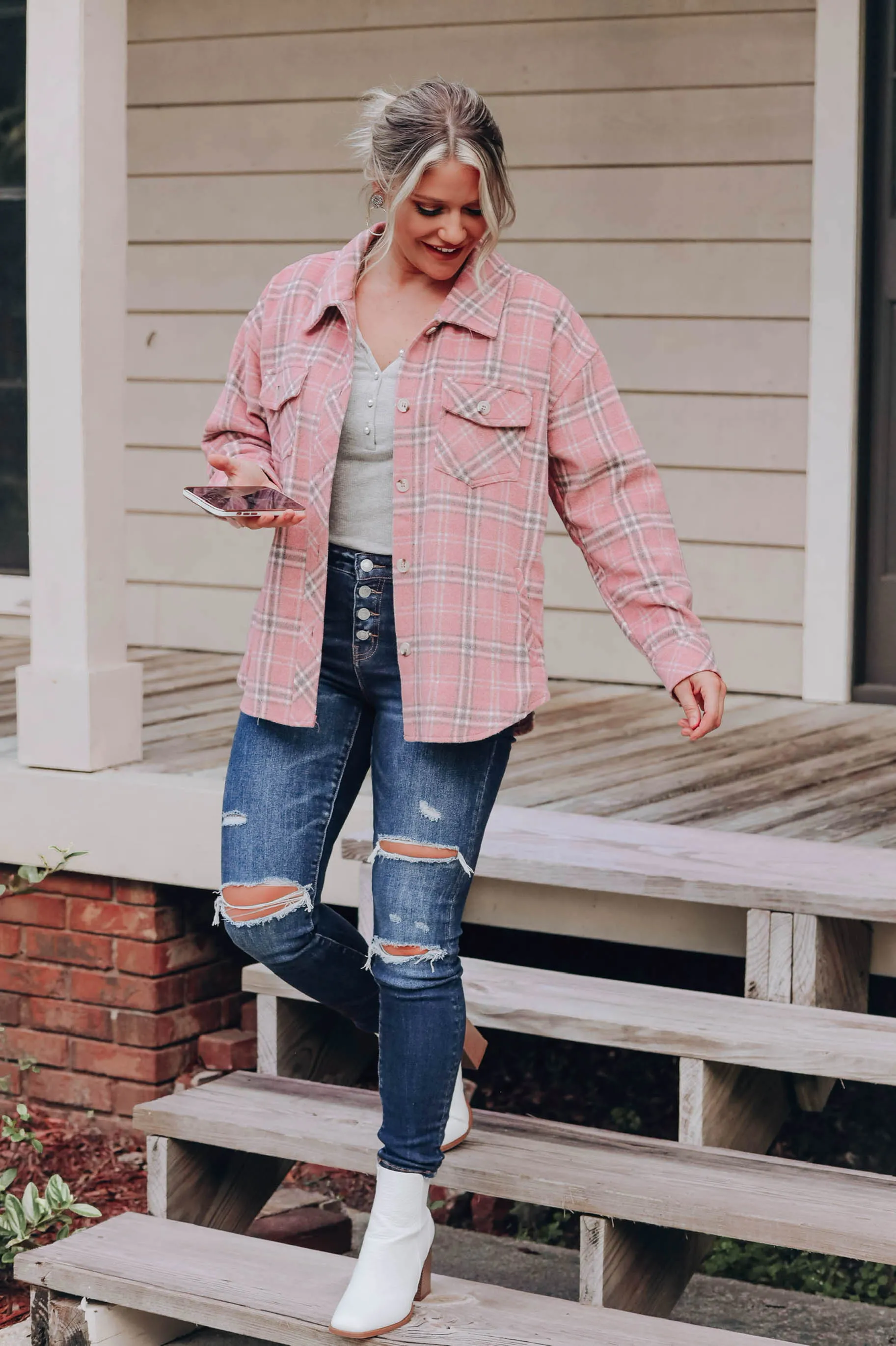 Color Me Pink Plaid Shacket