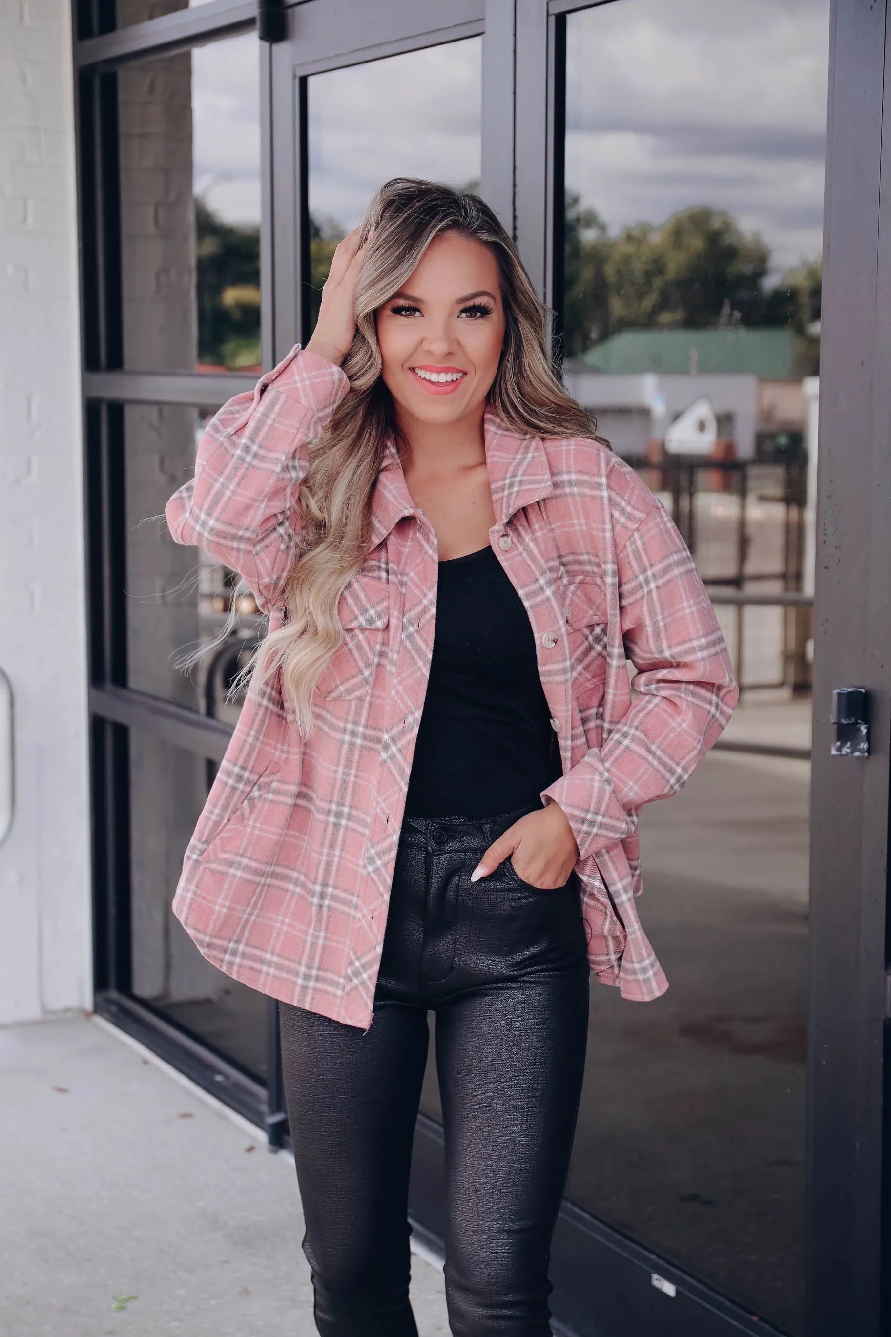 Color Me Pink Plaid Shacket