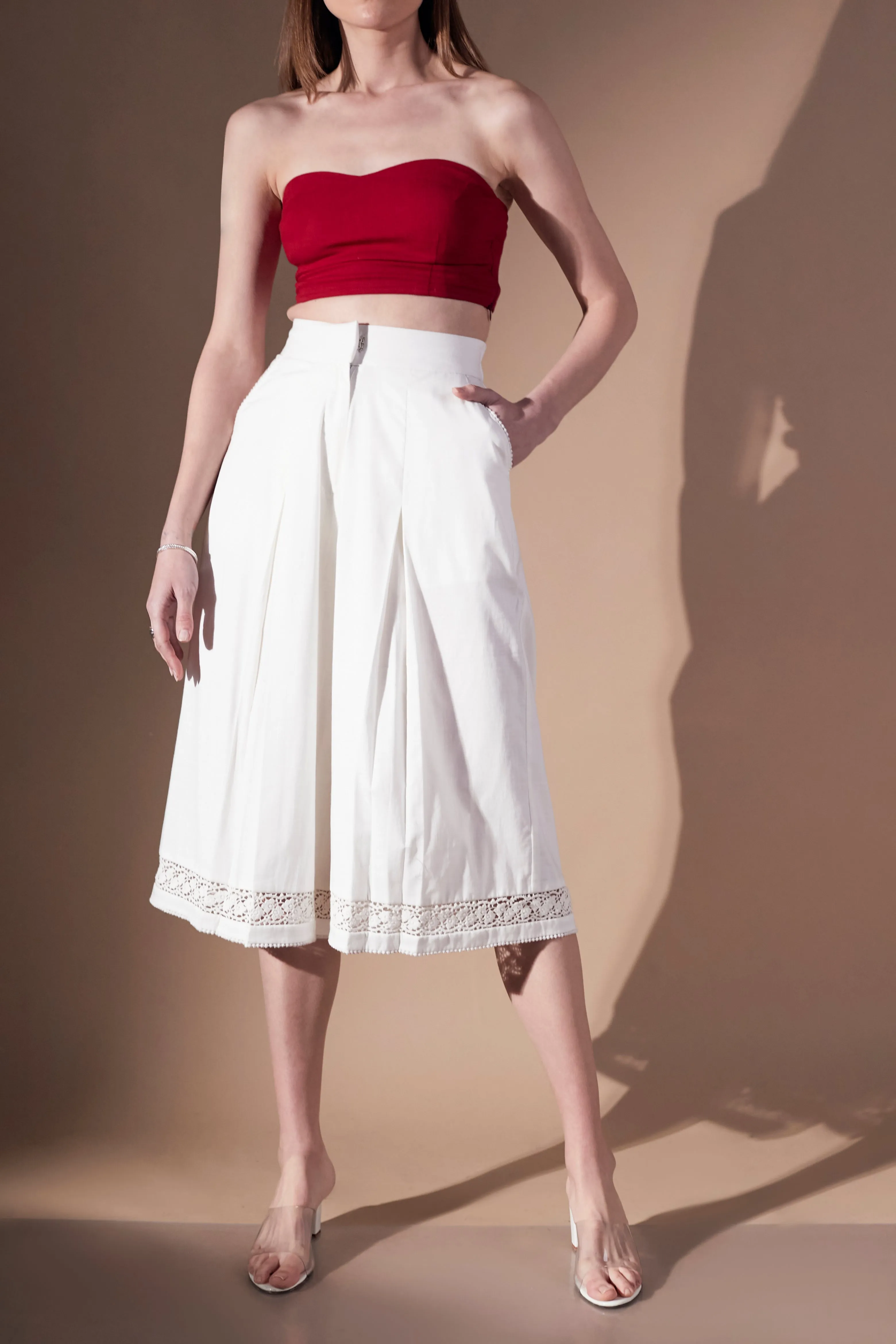 Cotton White Comfortable Women's Culottes