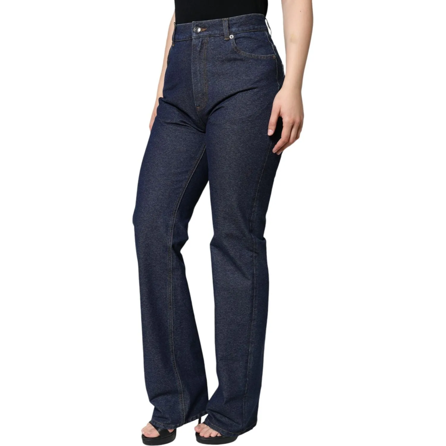 Dolce & Gabbana Dark Blue Cotton Stretch Straight Denim Jeans