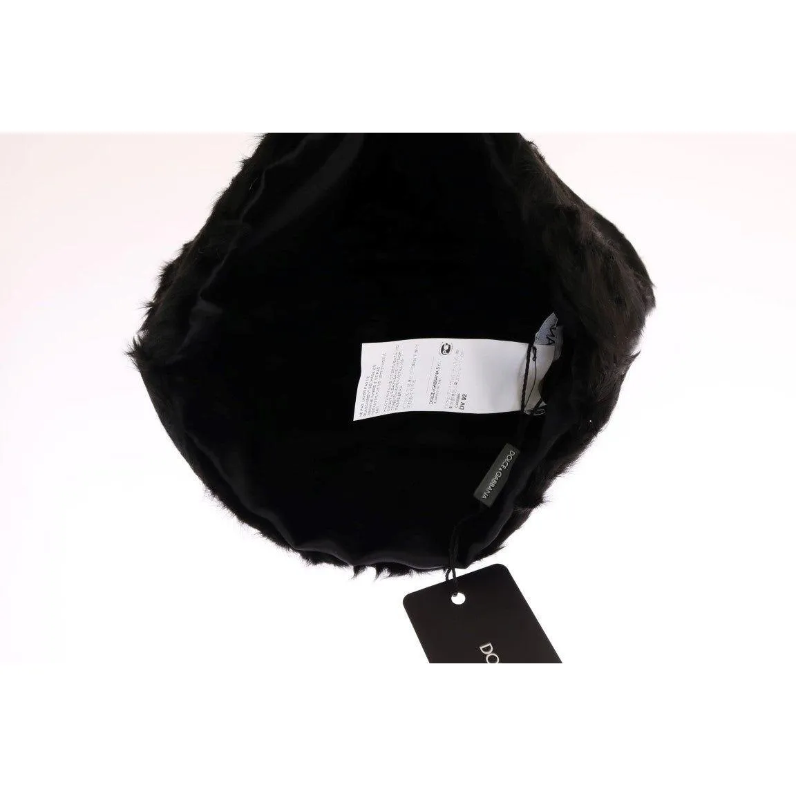 Dolce & Gabbana Elegant Black Xiangao Fur Beanie Hat