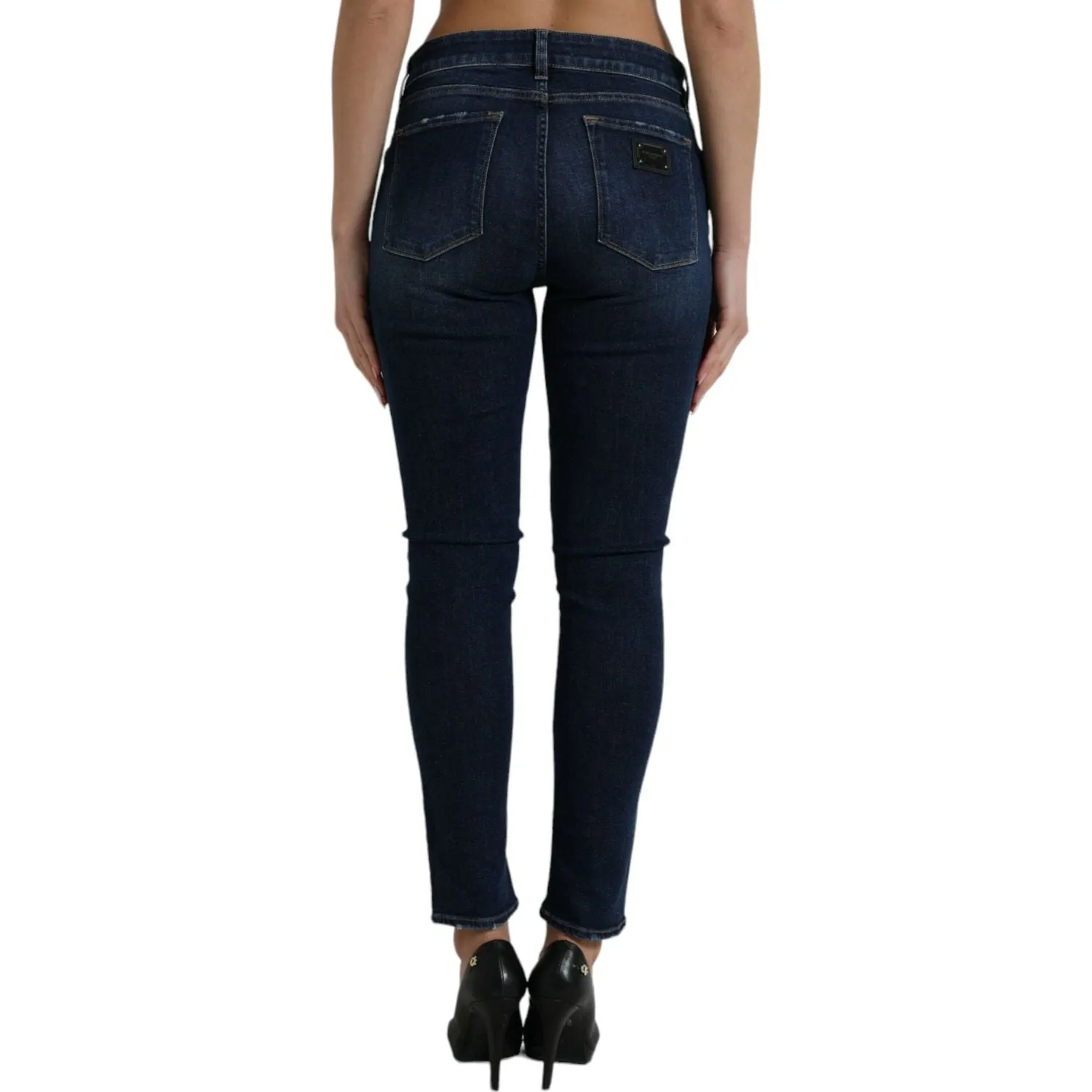 Dolce & Gabbana Elegant Dark Blue Mid Waist Stretch Jeans