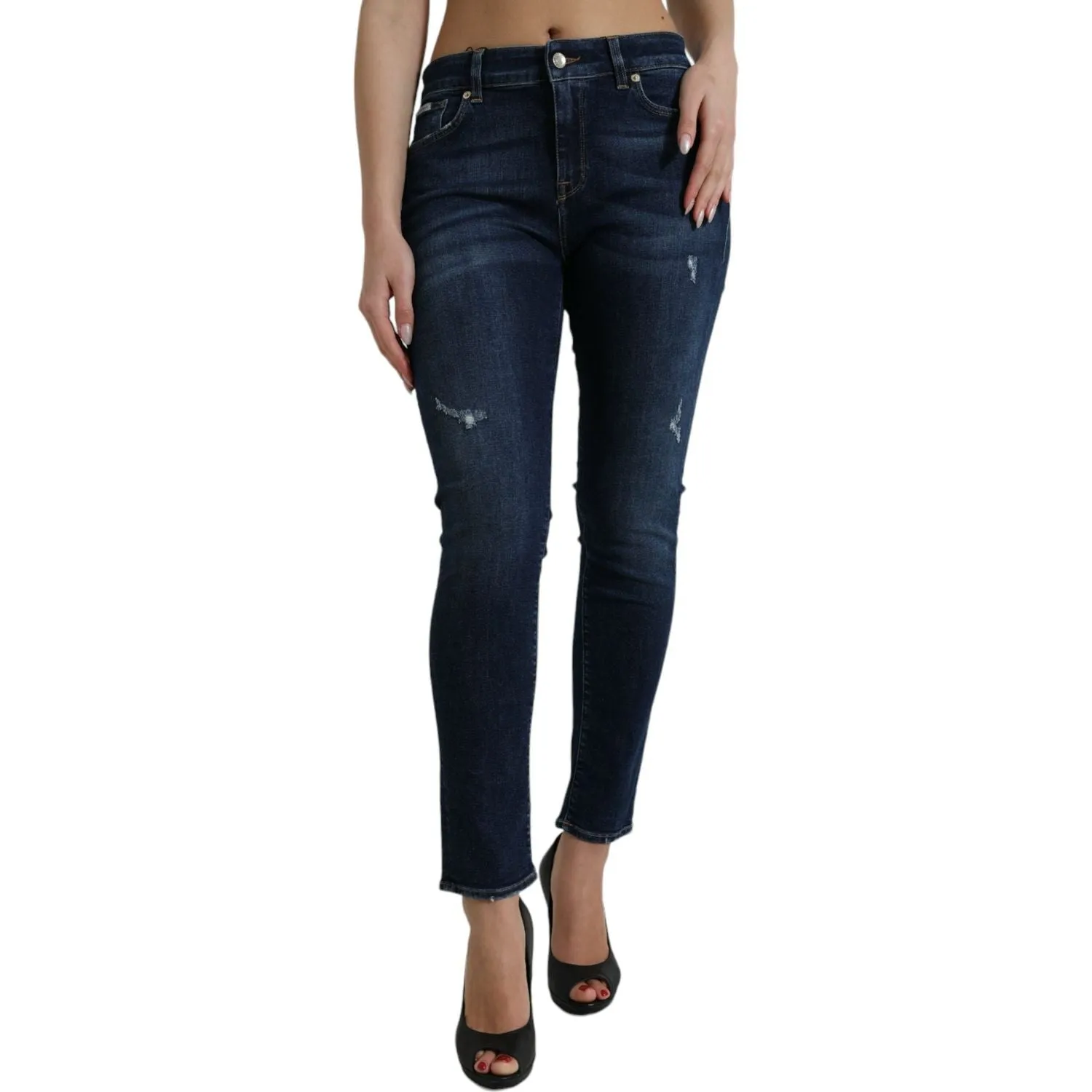 Dolce & Gabbana Elegant Dark Blue Mid Waist Stretch Jeans