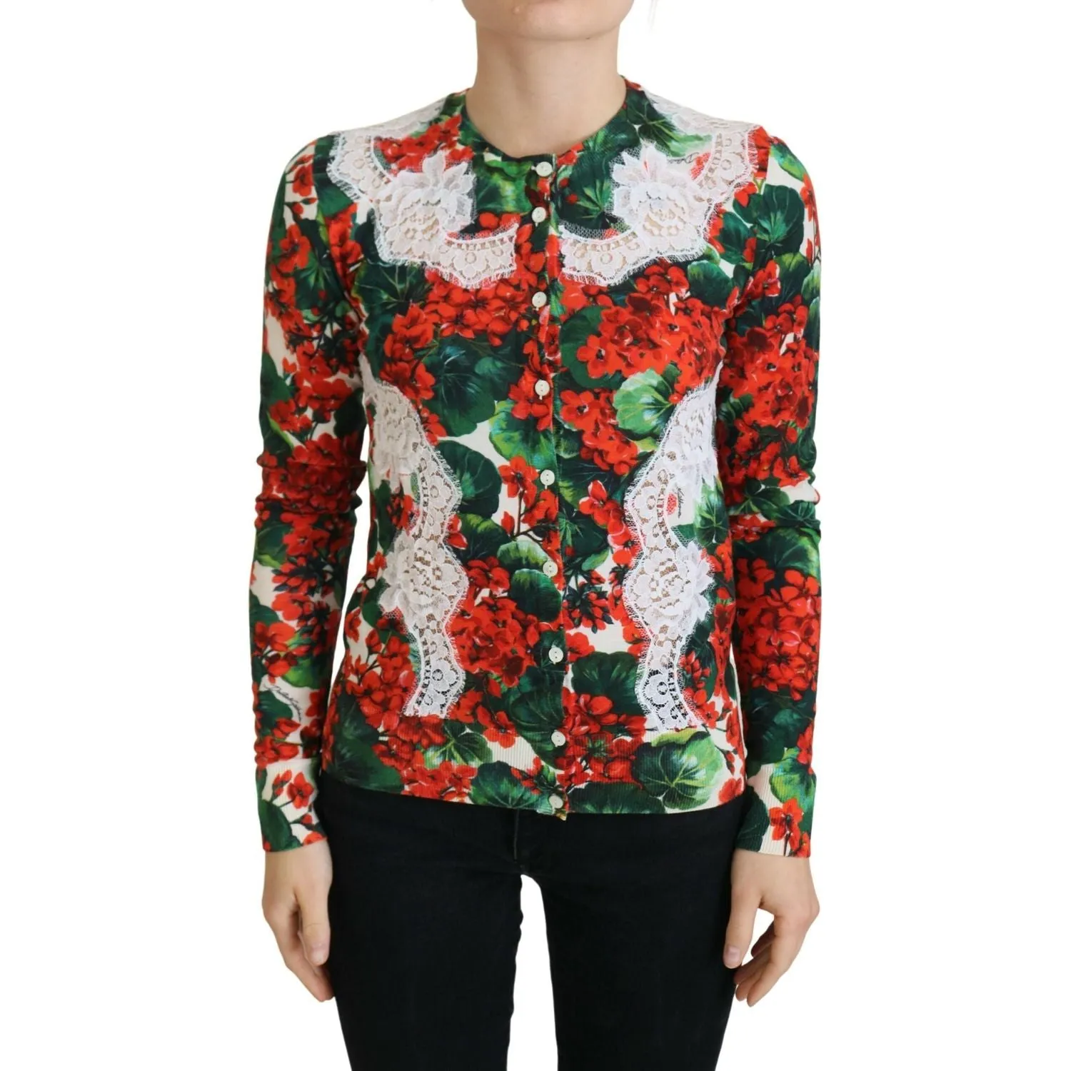 Dolce & Gabbana Elegant Floral Crewneck Cardigan