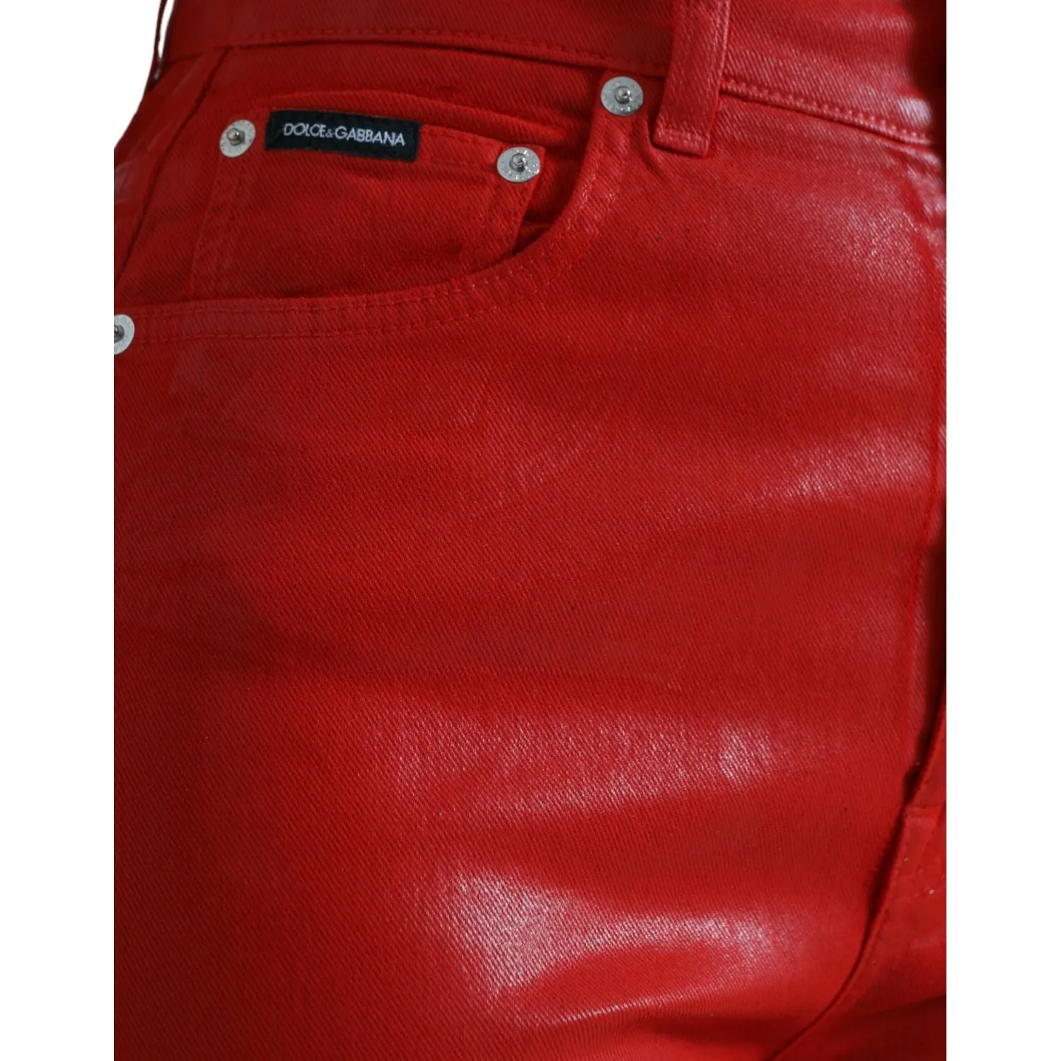 Dolce & Gabbana Elegant High-Waist Stretch Denim in Red