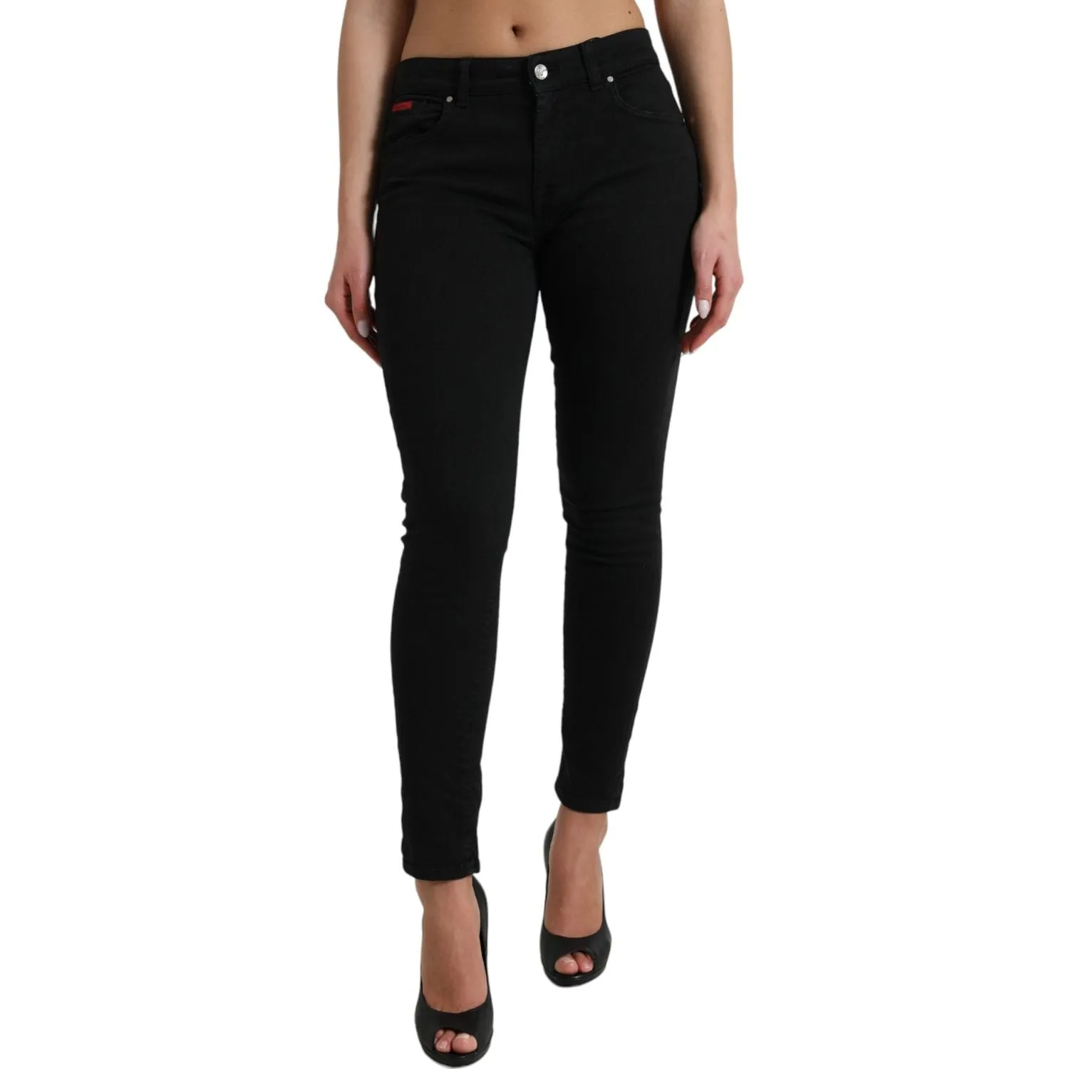 Dolce & Gabbana Elegant Mid Waist Black Skinny Jeans