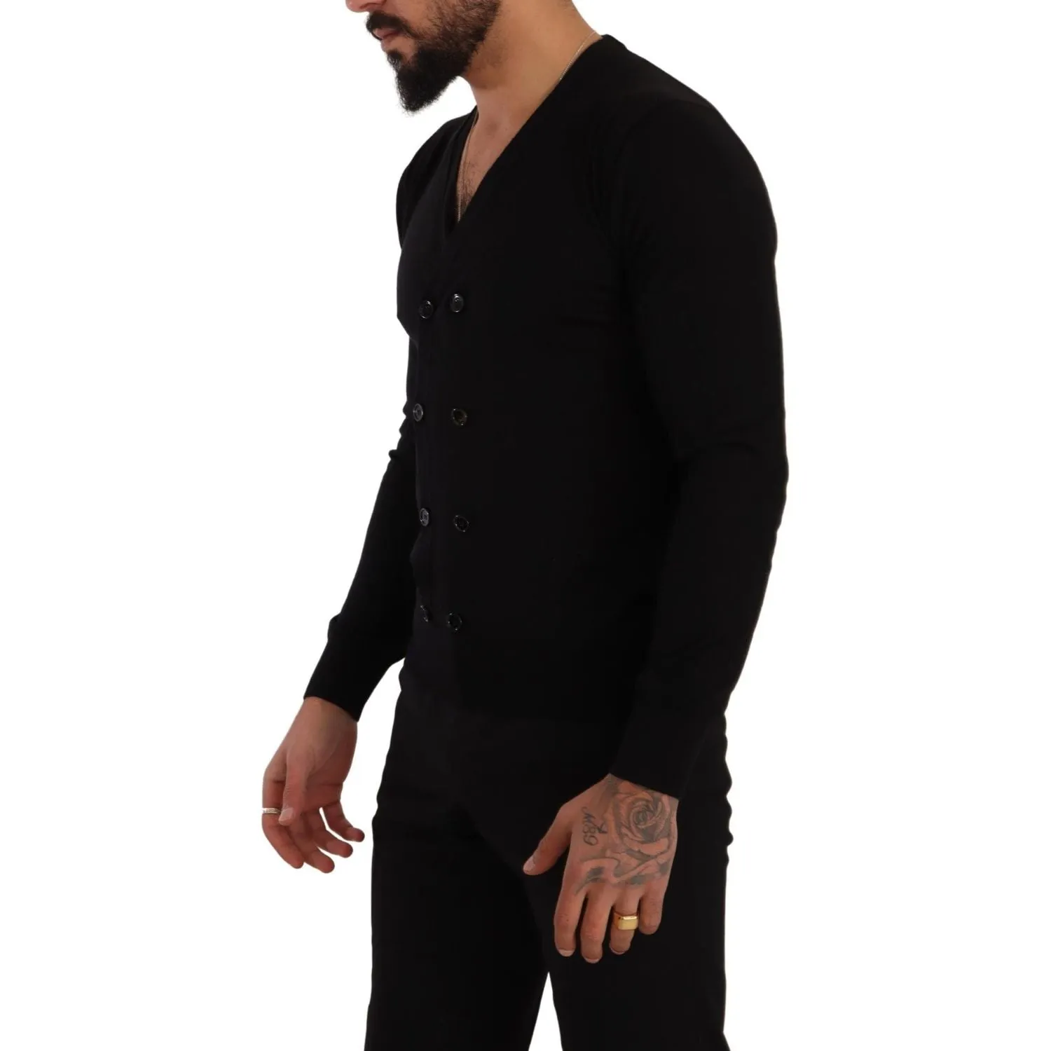 Dolce & Gabbana Elegant V-Neck Black Cashmere Cardigan