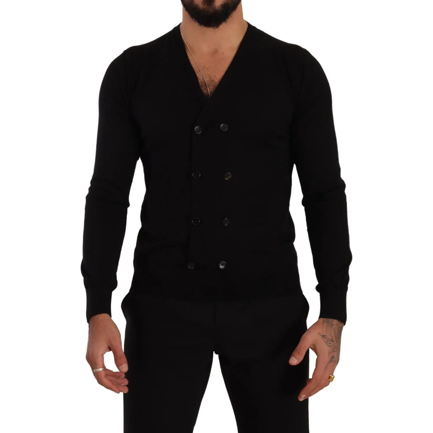 Dolce & Gabbana Elegant V-Neck Black Cashmere Cardigan