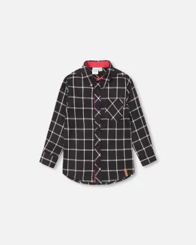 DPD Boys Flannel Shirt Black Plaid