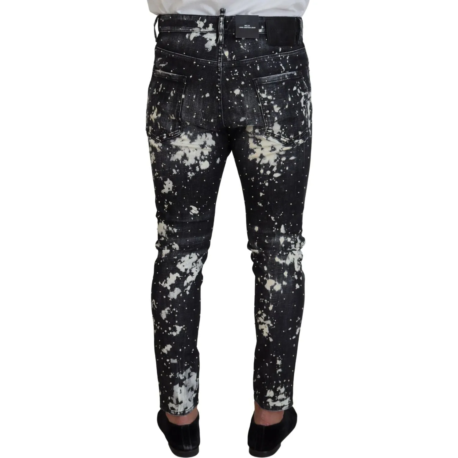 Dsquared² Gray Wash White Splash Print Skinny Denim Jeans