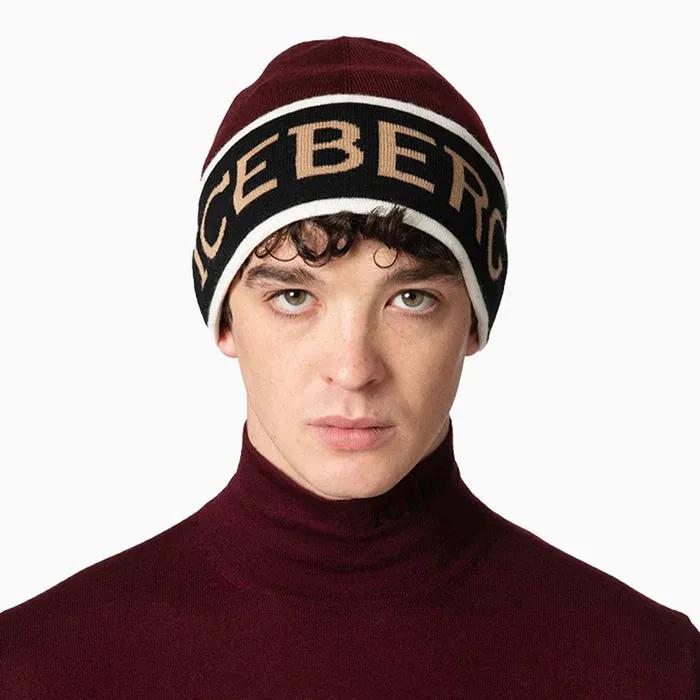 Dual Color Print Logo Beanie (Maroon) - I23304170104644