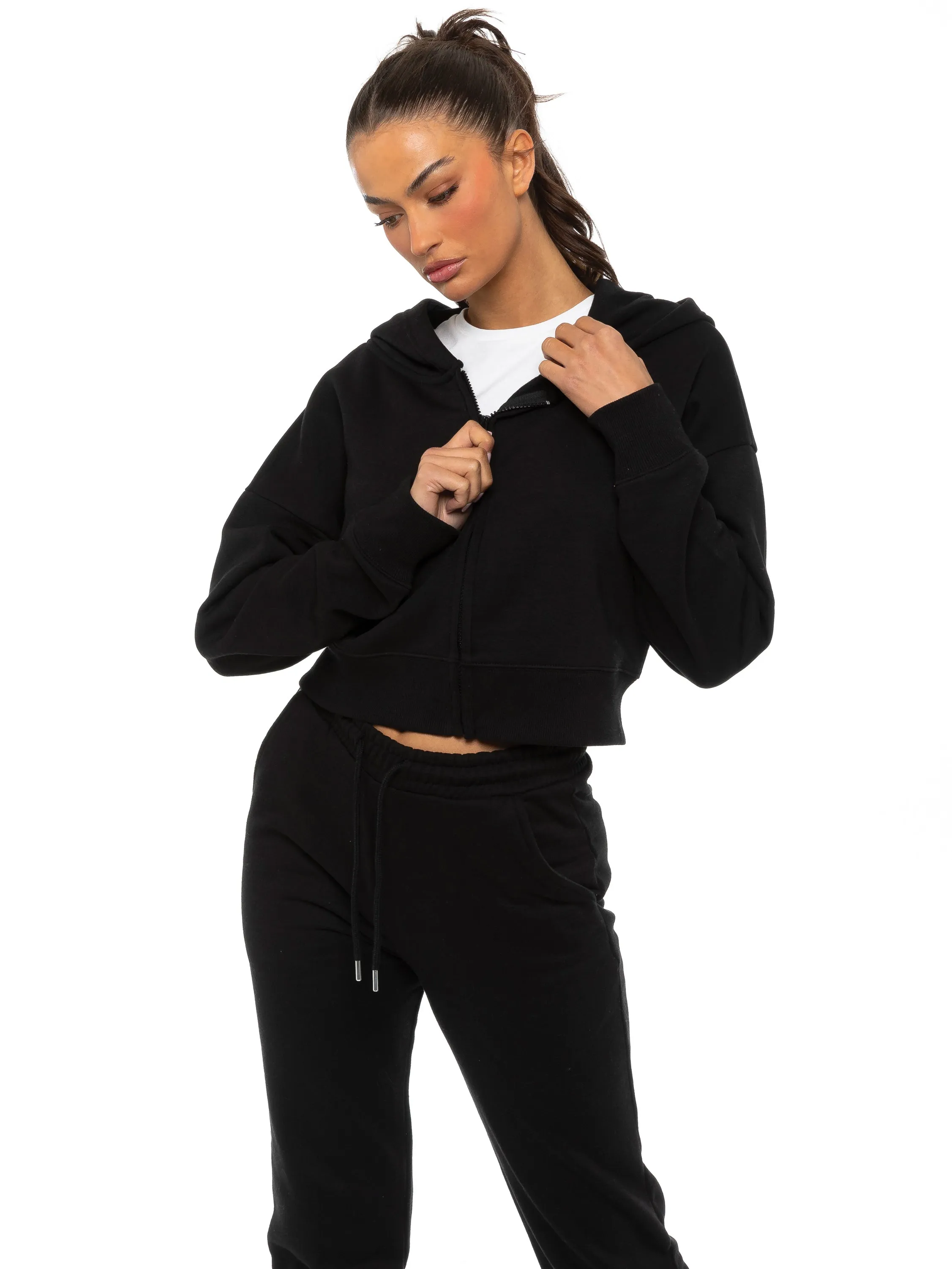 Enzo | Womens Cropped Zip Hoodie Tracksuit