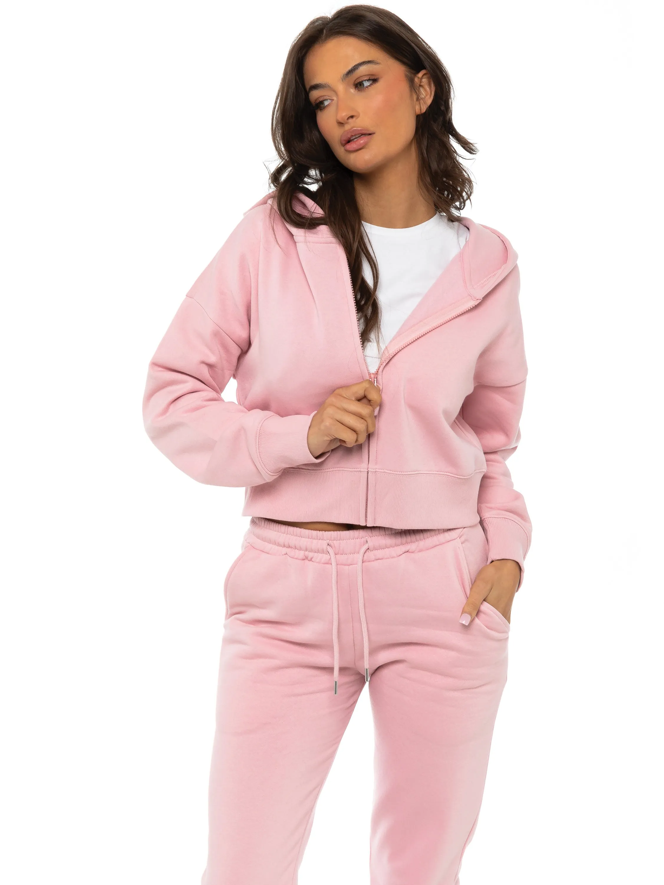 Enzo | Womens Cropped Zip Hoodie Tracksuit