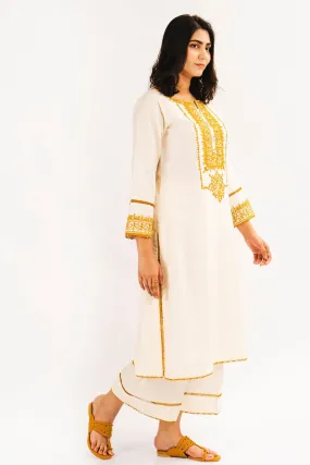 Fahza by Fareeha - Opal - White - Cotton Silk - 2 Piece