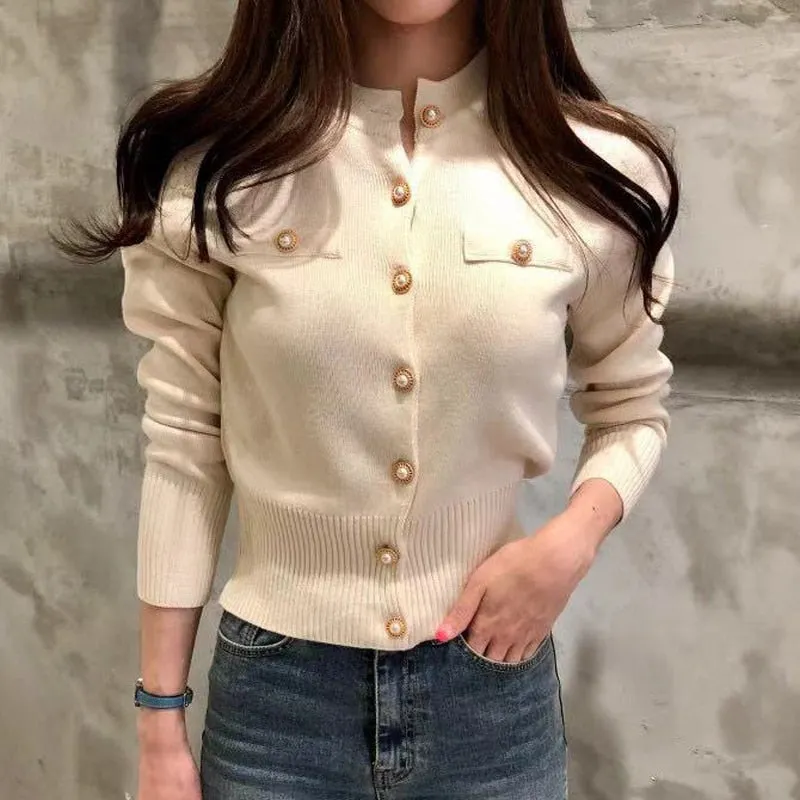 Fashion Women Cardigan Sweater Spring Knitted Long Sleeve Short Coat Casual Single Breasted Korean Slim Chic Ladies Top