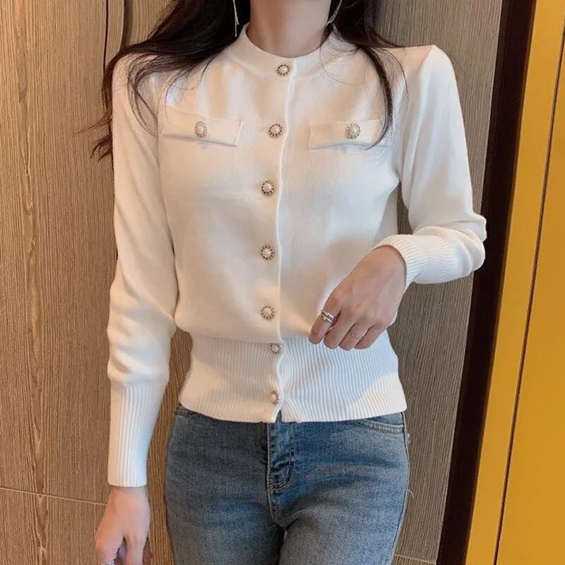 Fashion Women Cardigan Sweater Spring Knitted Long Sleeve Short Coat Casual Single Breasted Korean Slim Chic Ladies Top