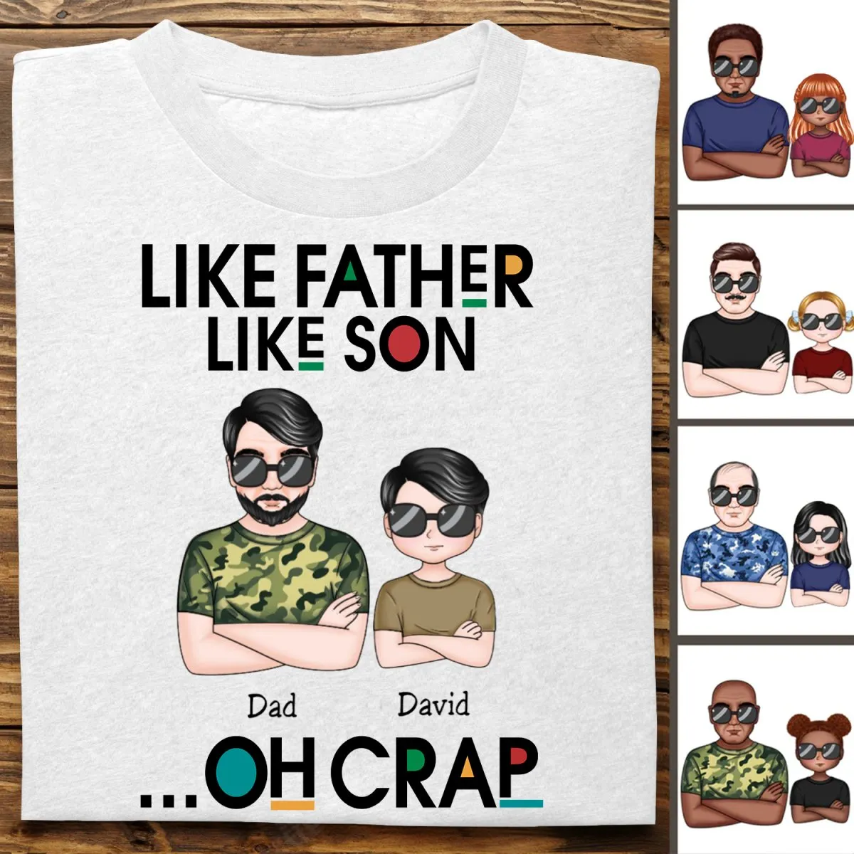 Father's Day - Like Father Like Son Oh Crap -  Personalized T-shirt