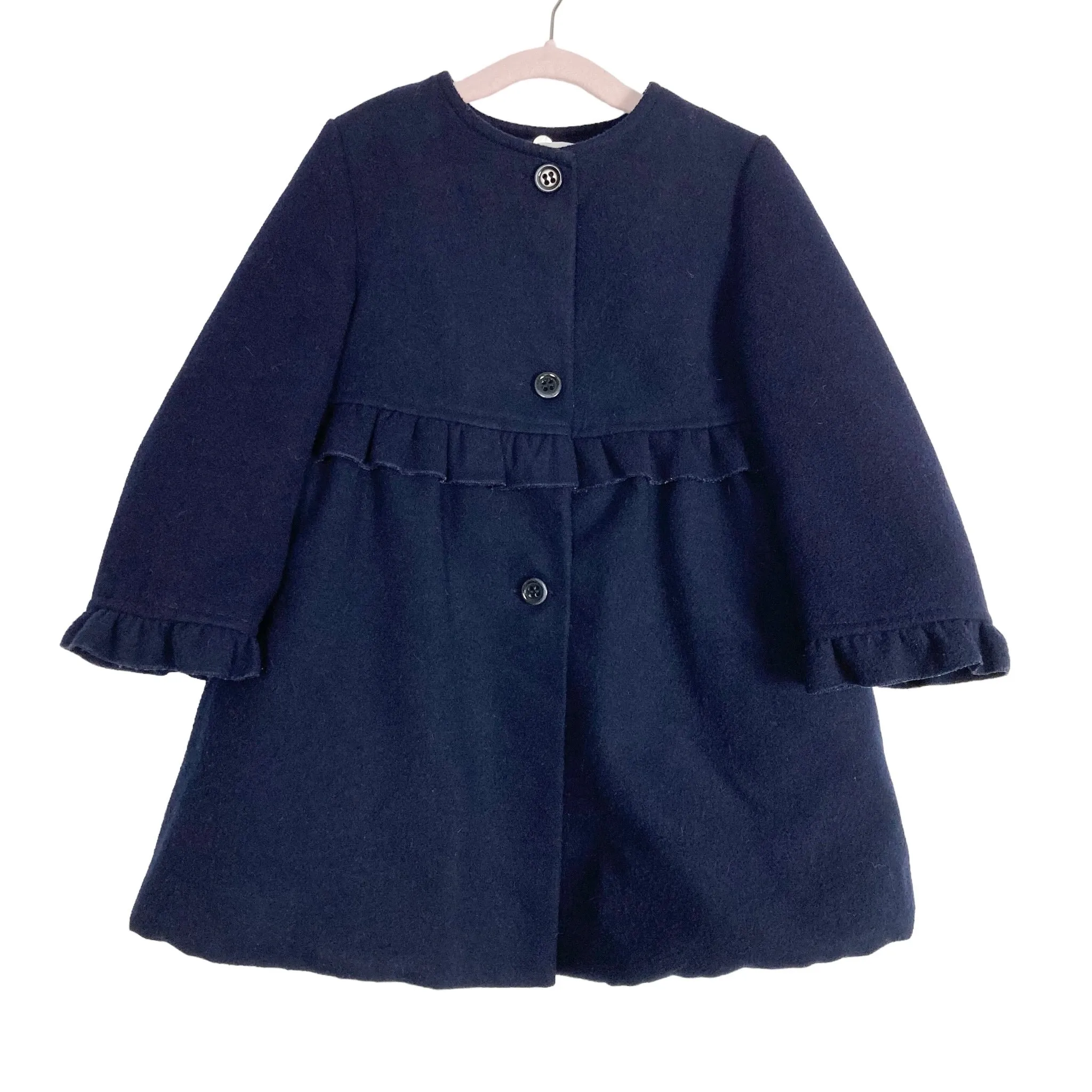 Fina Ejerique Dark Navy Ruffle Dress Coat- Size 4